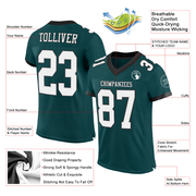 Custom Midnight Green White Gray-Black Mesh Authentic Football Jersey