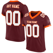 Custom Burgundy White-Orange Mesh Authentic Football Jersey