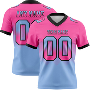 Custom Pink Light Blue-Black Mesh Authentic Gradient Square Shape Flag Football Jersey