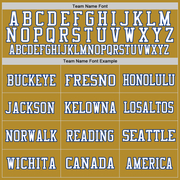 Custom Old Gold Royal-White Mesh Authentic Throwback Football Jersey