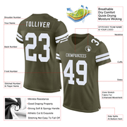 Custom Olive White Mesh Authentic Salute To Service Football Jersey