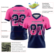 Custom Pink Navy-White Mesh Authentic Gradient Square Shape Flag Football Jersey