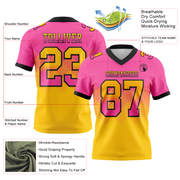 Custom Pink Yellow-Black Mesh Authentic Gradient Square Shape Flag Football Jersey