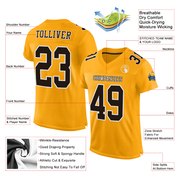 Custom Gold Brown-White Mesh Authentic Football Jersey
