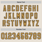 Custom Cream Old Gold-Black Mesh Authentic Throwback Football Jersey