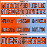 Custom Light Blue Orange-Black Mesh Authentic Gradient Fashion Football Jersey