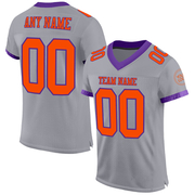 Custom Gray Orange-Purple Mesh Authentic Football Jersey