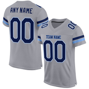 Custom Light Gray Navy-Powder Blue Mesh Authentic Football Jersey