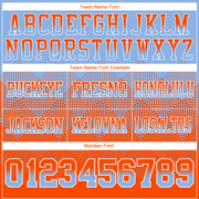 Custom Light Blue Orange-White Mesh Authentic Gradient Square Shape Flag Football Jersey