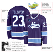 Custom Purple White-Light Blue Hockey Jersey