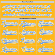 Custom Gold Light Blue-White Hockey Jersey