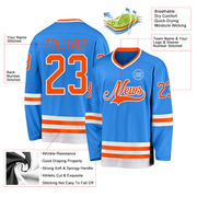 Custom Powder Blue Orange-White Hockey Jersey