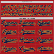 Custom Red Navy-Old Gold Hockey Lace Neck Jersey