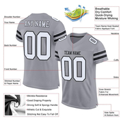 Custom Light Gray White-Black Mesh Authentic Football Jersey