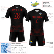 Custom Black Red Zigzag Sublimation Volleyball Uniform Jersey