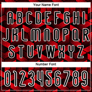 Custom Fire Red Black-White Geometric Shape Sublimation Volleyball Uniform Jersey