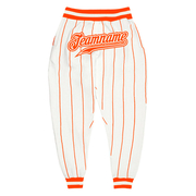 Custom White Orange Pinstripe Orange-White Sports Pants