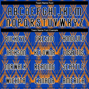 Custom Thunder Blue Black-Bay Orange Abstract Shape Sublimation Volleyball Uniform Jersey