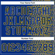 Custom Royal Yellow Halftone 3D Pattern Design Bomber Full-Snap Varsity Letterman Jacket