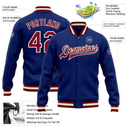 Custom Royal Maroon-Cream Bomber Full-Snap Varsity Letterman Jacket
