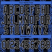 Custom Royal Black-White 3D Pattern Design Bomber Full-Snap Varsity Letterman Jacket