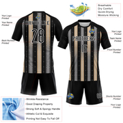Custom Black Old Gold-White Geometric Shape Sublimation Volleyball Uniform Jersey
