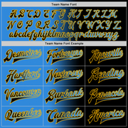 Custom Black Powder Blue-Gold Bomber Full-Snap Varsity Letterman Gradient Fashion Jacket