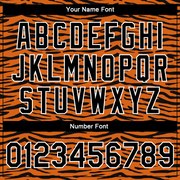 Custom Orange Black-White Tiger Stripes 3D Pattern Design Bomber Full-Snap Varsity Letterman Jacket