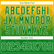 Custom Gold Grass Green-White Gradient Square Shape 3D Pattern Design Bomber Full-Snap Varsity Letterman Hoodie Jacket