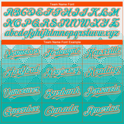 Custom White Aqua-Orange Gradient Square Shape 3D Pattern Design Bomber Full-Snap Varsity Letterman Hoodie Jacket