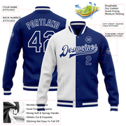 Custom White Royal Bomber Full-Snap Varsity Letterman Split Fashion Jacket