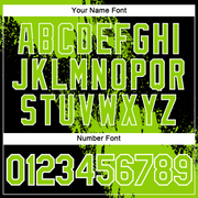 Custom Neon Green Black-White 3D Pattern Design Abstract Brush Stroke Performance Polo Shirt