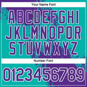 Custom Purple Aqua-White 3D Pattern Design Abstract Brush Stroke Performance Polo Shirt