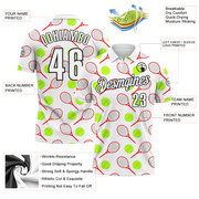 Custom White Black 3D Tennis Performance Polo Shirt