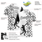 Custom White Black 3D Tennis Performance Polo Shirt