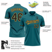 Custom Teal Black-Old Gold Performance Vapor Golf Polo Shirt