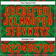 Custom Green Red-Gold Christmas 3D Bomber Full-Snap Varsity Letterman Jacket