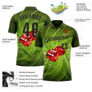 Custom Green Black 3D Gambling Dice Performance Polo Shirt