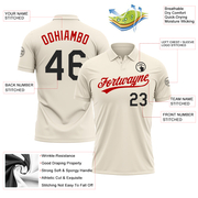 Custom Cream Black-Red Performance Vapor Golf Polo Shirt