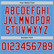 Custom Powder Blue Red-White Performance Vapor Golf Polo Shirt