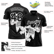 Custom Black White 3D Pattern Design Astronaut Performance Golf Polo Shirt