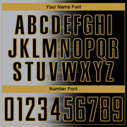 Custom Black Gray-Old Gold Gradient Line Sublimation Soccer Uniform Jersey