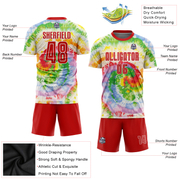 Custom Tie Dye Red-White Sublimation Soccer Uniform Jersey