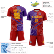 Custom Graffiti Pattern Yellow Red-Purple Scratch Sublimation Soccer Uniform Jersey