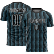 Custom Black Shadow Blue-White Geometric Shape Sublimation Soccer Uniform Jersey