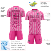 Custom Pink Black-White Geometric Shape Sublimation Soccer Uniform Jersey
