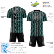 Custom Black Ice Blue-White Geometric Shape Sublimation Soccer Uniform Jersey