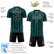 Custom Black Aqua-White Geometric Shape Sublimation Soccer Uniform Jersey