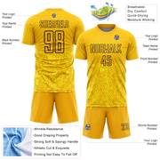 Custom Gold Black Geometric Shapes Sublimation Soccer Uniform Jersey