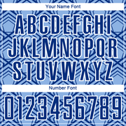 Custom Light Blue Royal-White Geometric Pattern Sublimation Soccer Uniform Jersey